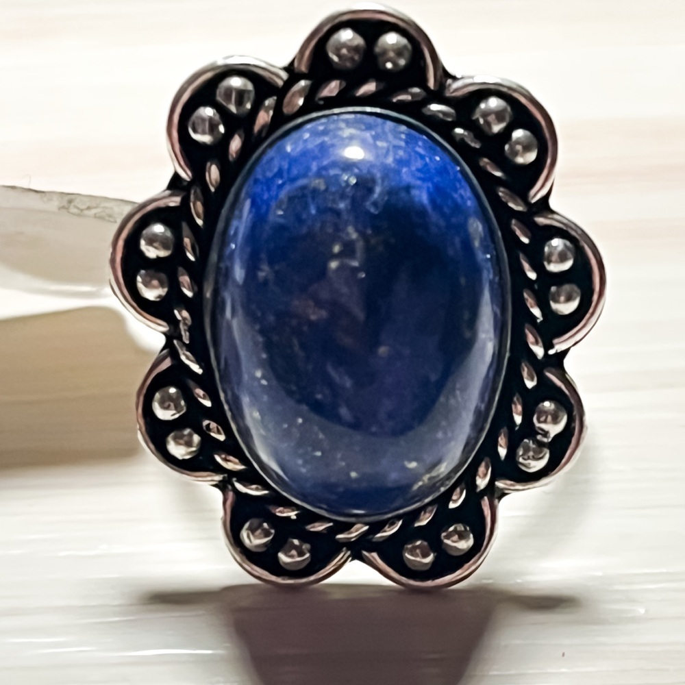 Silver lapis ring size 8